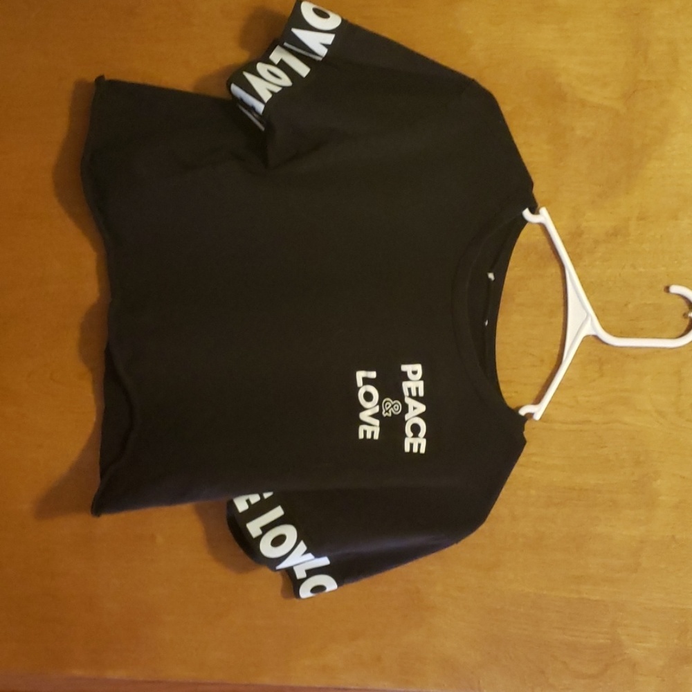 peace and love black crop top